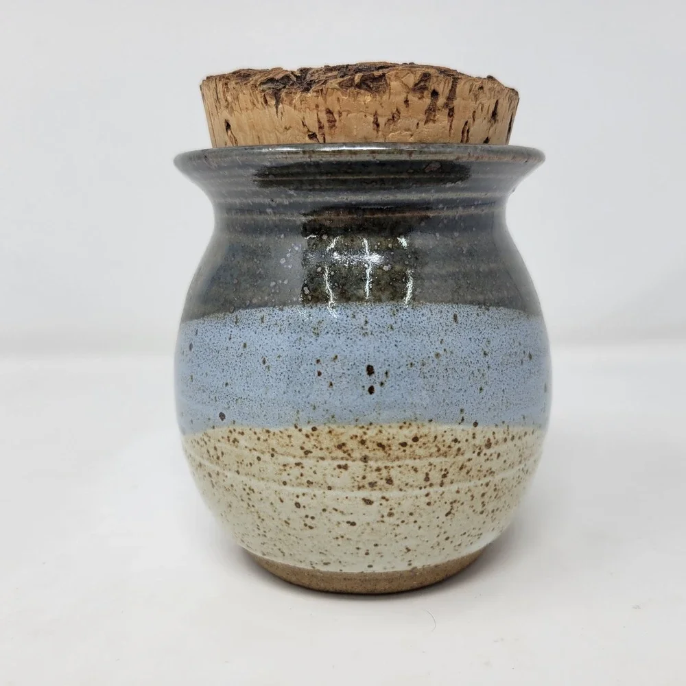 Vintage Ceramic Jar Pot‎ Container With Cork Lid Condoms Label